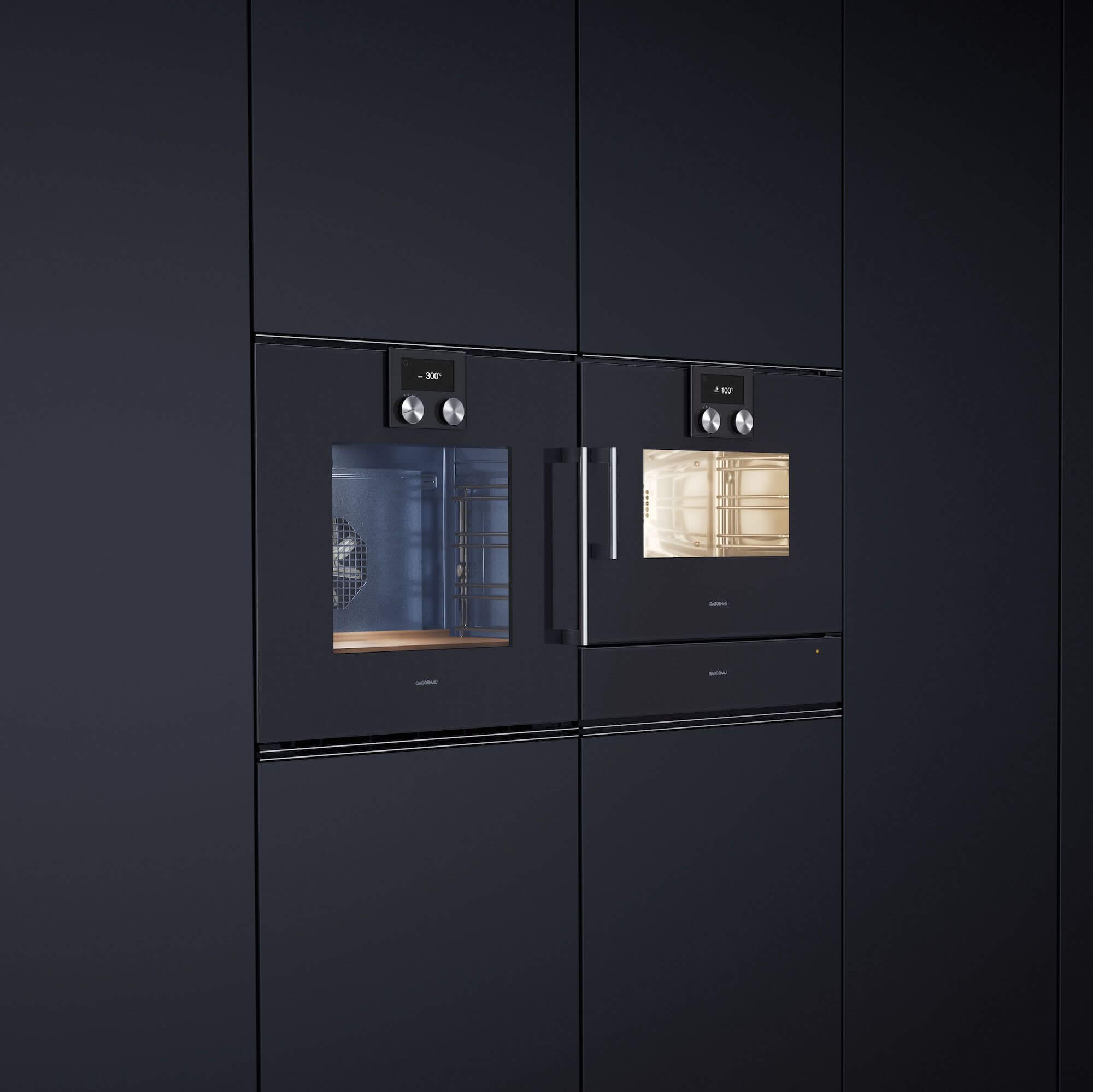 Gaggenau Backofen schwarz mit Dampfgarer und Wärmeschublade