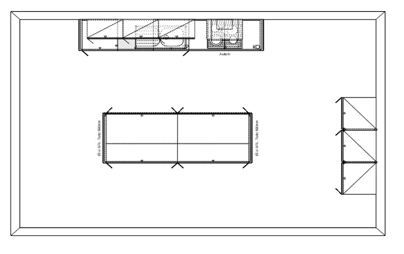 Grundriss Häcker Inselküche Laser grifflos